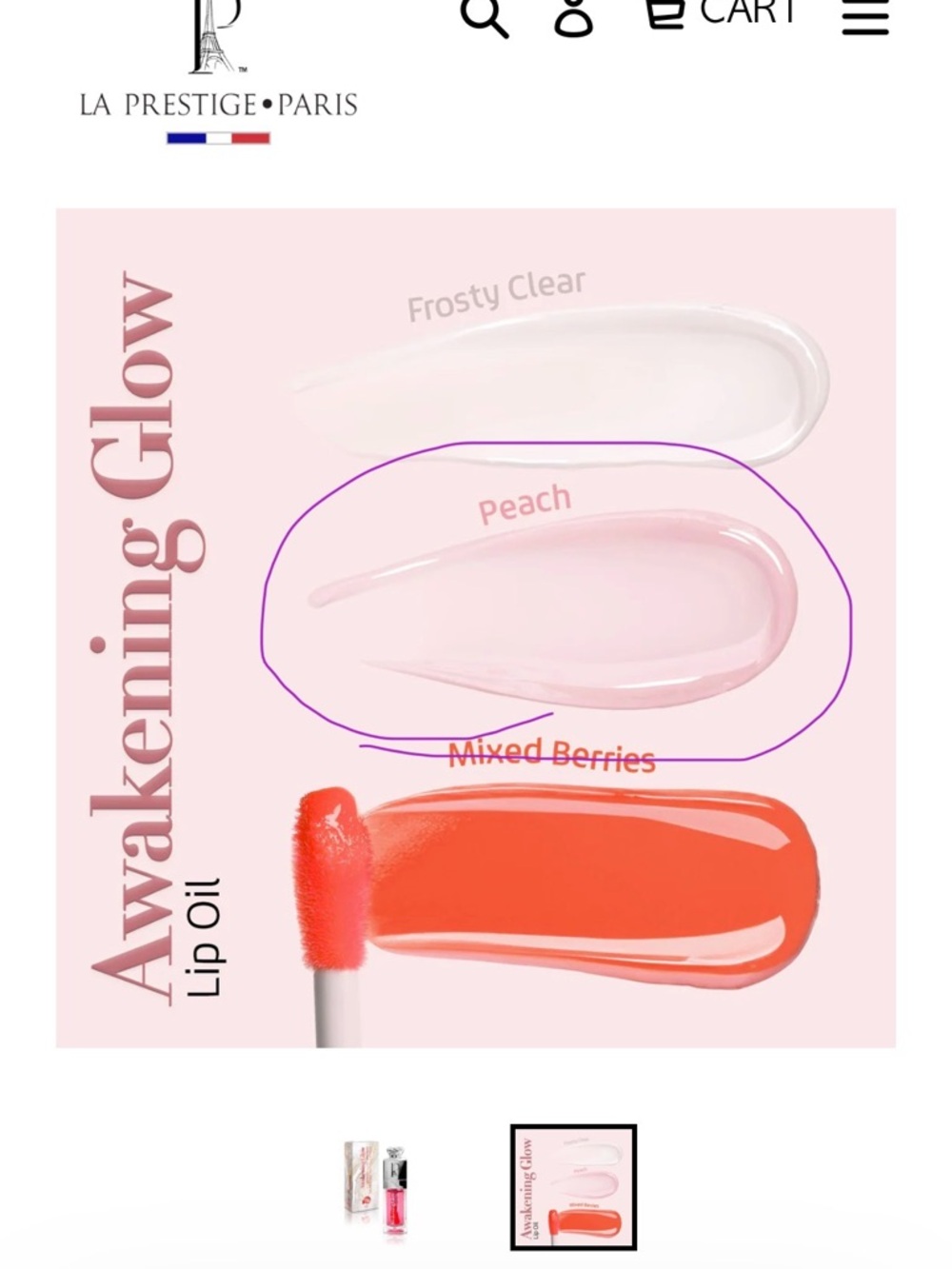 La Prestige Paris Awakening Glow Peach Lip Oil - Picture 10 of 10